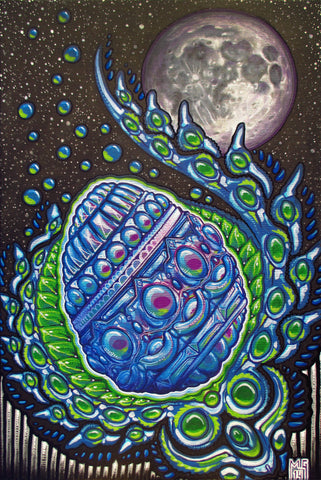 Crystal Moon Egg Bathes in Silver Light, art - Michael Garfield Visionary Art (michaelgarfieldart.com)