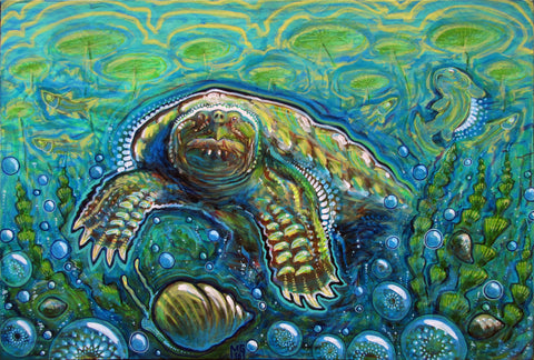 Kaiju (or, This Time The Turtle Wins), art - Michael Garfield Visionary Art (michaelgarfieldart.com)