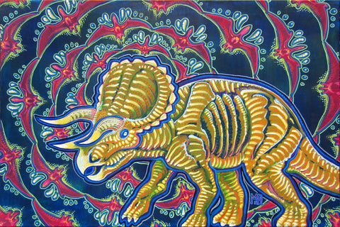 As Awesome As Three Unicorns (Triceratops), art - Michael Garfield Visionary Art (michaelgarfieldart.com)